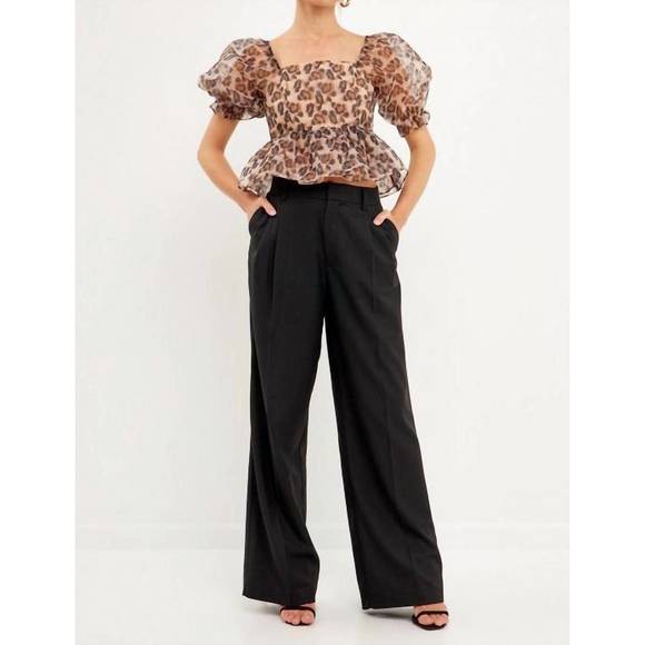 NEW ENDLESS ROSE estella leopard puff sleeve top in leopard - Picture 4 of 5